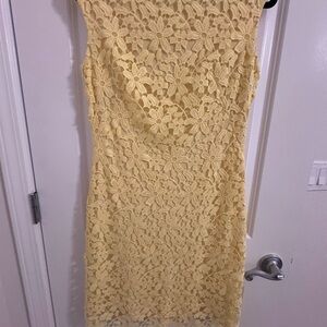Lauren Elegant Yellow Lace Cocktail Dress